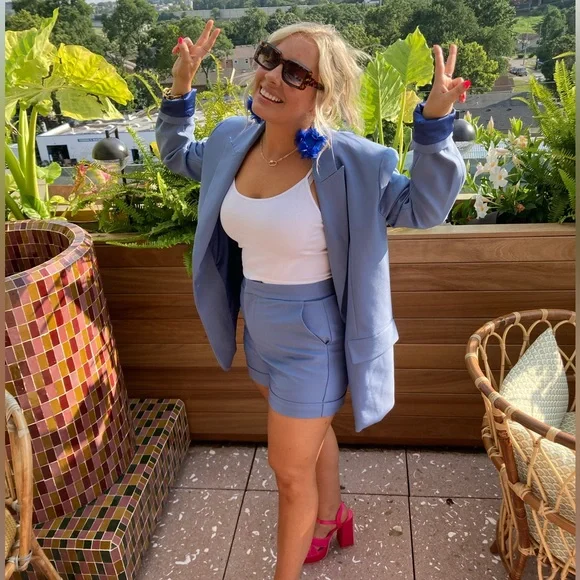 💙Endless Rose Oversized Single Breasted Blazer & Shorts Set - Picture 2 of 16